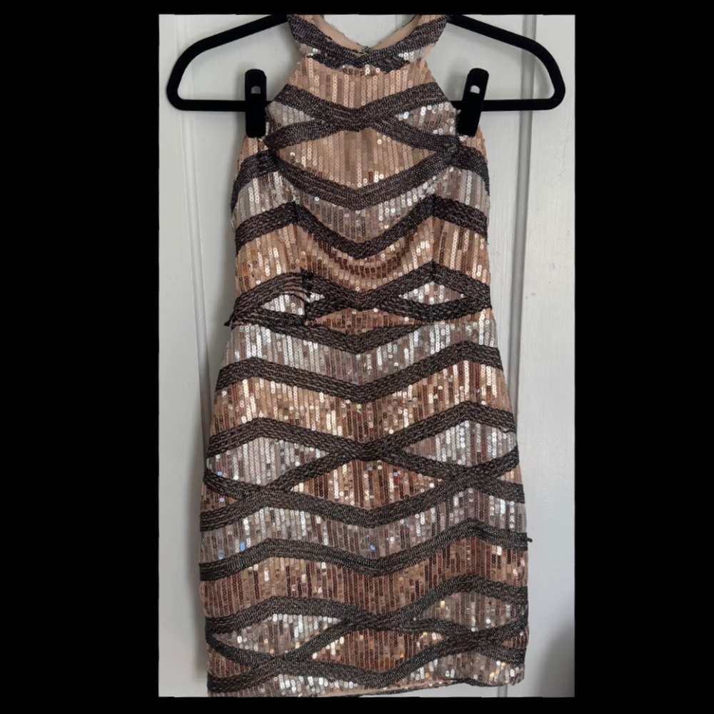 Charlotte Russe Backless Halter Sequin Party Dress (size M)